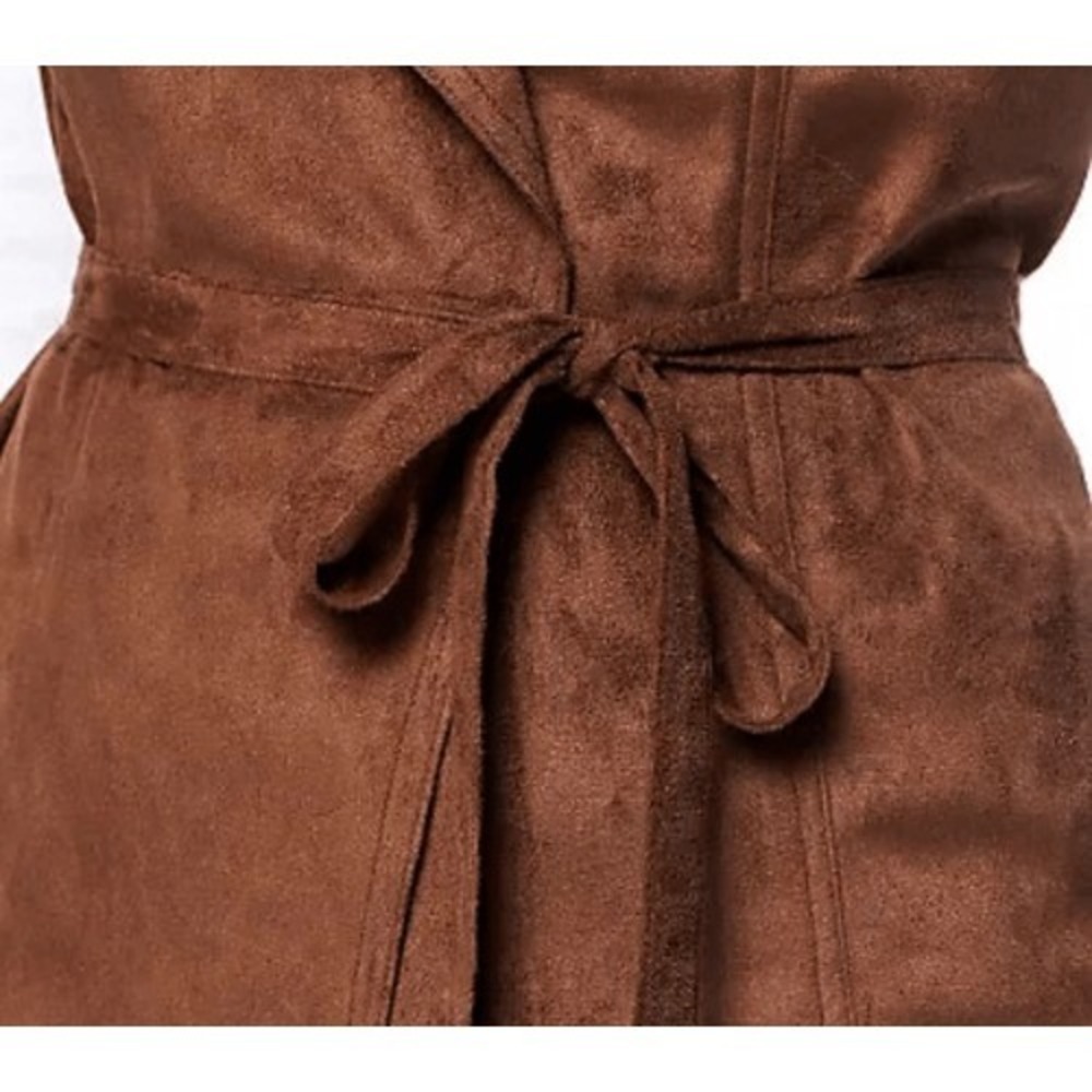 Denim & Co Womens 3X Faux Suede‎ Vest Stud Detail Removable Belt Brown A235206 - Picture 4 of 6